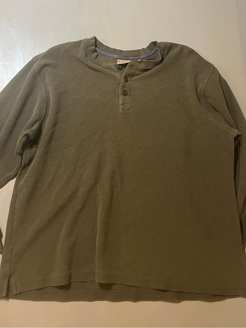 L.L. Bean Olive Green Long-Sleeve Henley Shirt